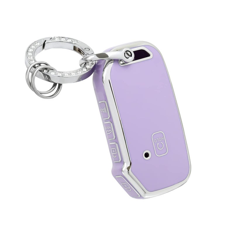 غطاء مفتاح OFFCURVE لكيا - غطاء خاص لحافظة مفتاح كيا سيد سيراتو فورت نيرو سيلتوس سورينتو سول سبورتاج تيليورايد K5 - ملحقات مفتاح ذكي بدون مفتاح باللون الأرجواني