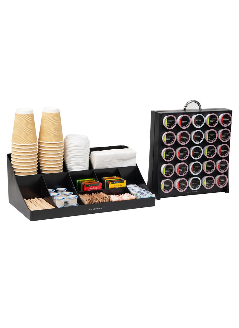 Mind Reader Mind Reader 11Compartment Organizer and Pod Carousel Set 50 Pod Capacity 17875L x 95W x 6625H 2 Pcs Black 