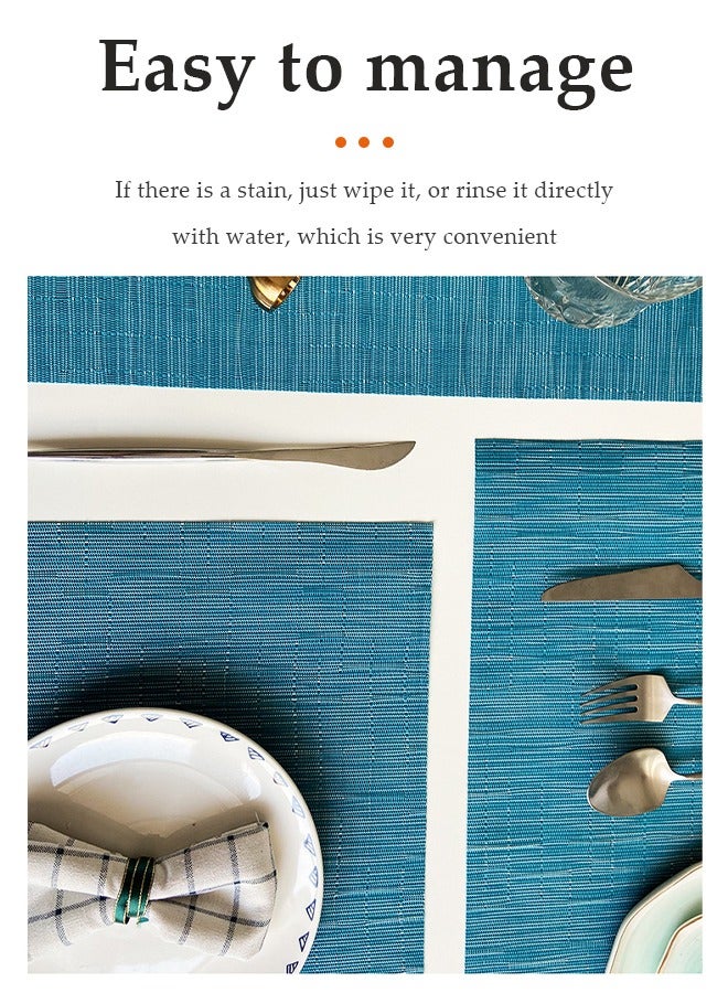 DUNISO طقم مفارش طاولة من PVC مقاوم للحرارة وغير قابل للانزلاق مع 6 مفارش و6 حوامل وكشاف طاولة (رمادي) (45*30 سم) - Image 5