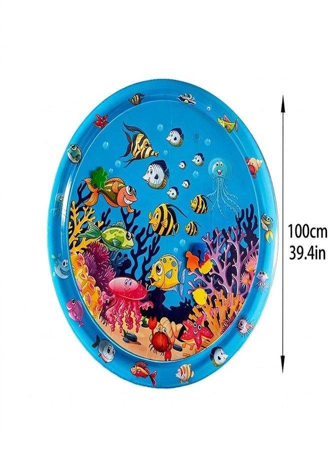 Cat Water Mat with Fish- Thickened Cat Sensory Water Play Mat Toy, Indoor Pet Water Bed Play Mat-Round - Image 4