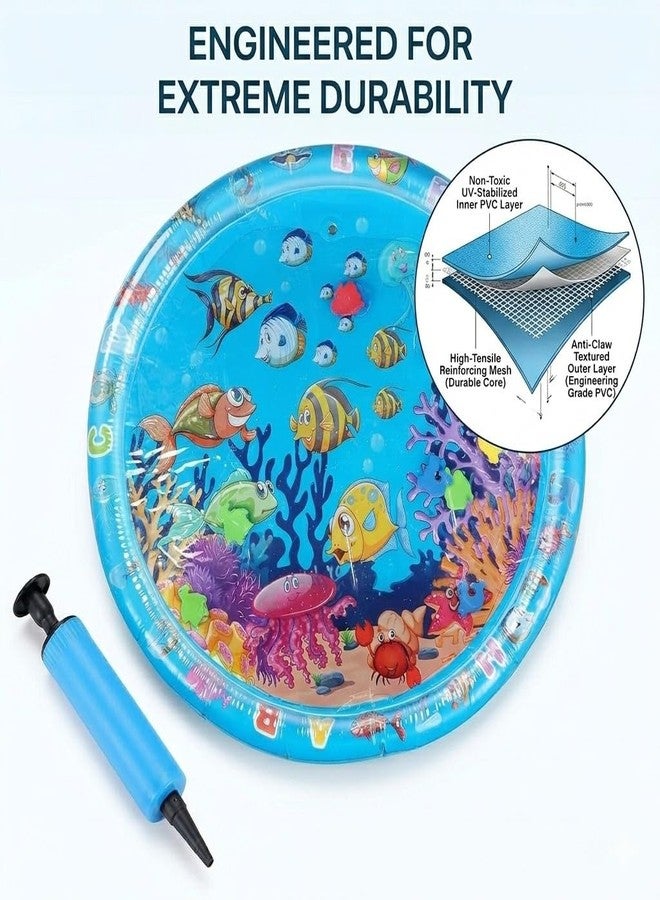 Cat Water Mat with Fish- Thickened Cat Sensory Water Play Mat Toy, Indoor Pet Water Bed Play Mat-Round - Image 3