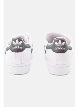 adidas Originals Kids Girl Superstar Lace Up Closure Shoes, White  - Image 2