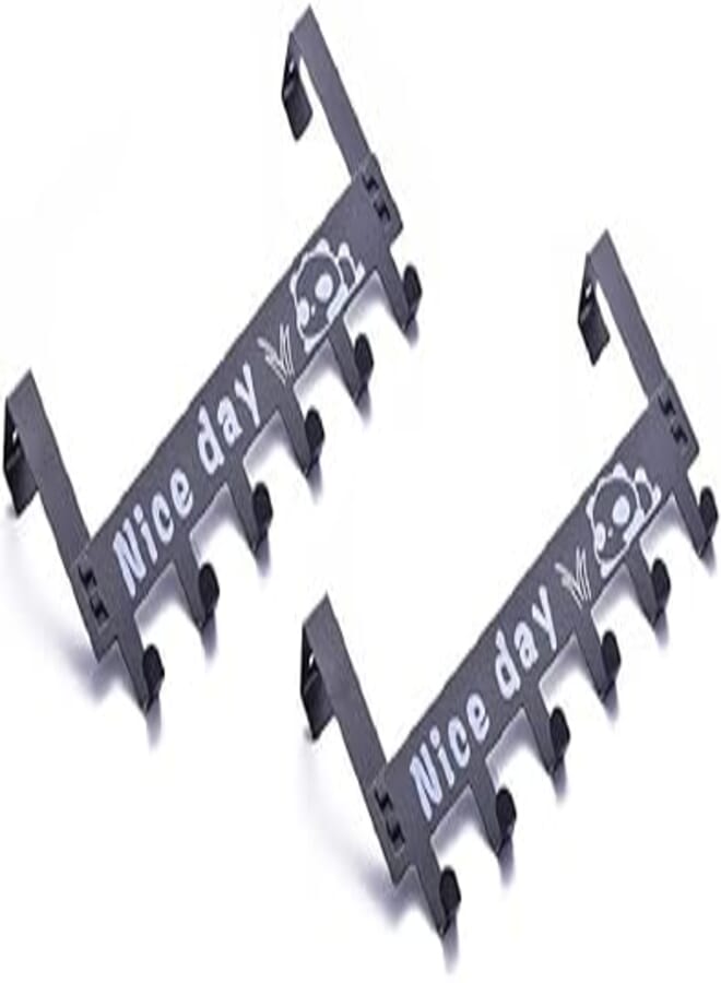SYGA 6 Hooks Hanger Over The Door Hook Hanger (Black) - Pack of 2, Alloy Steel