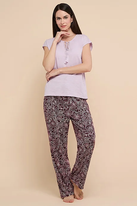 R&B Patterned Lounge Pants with Drawstring Waist