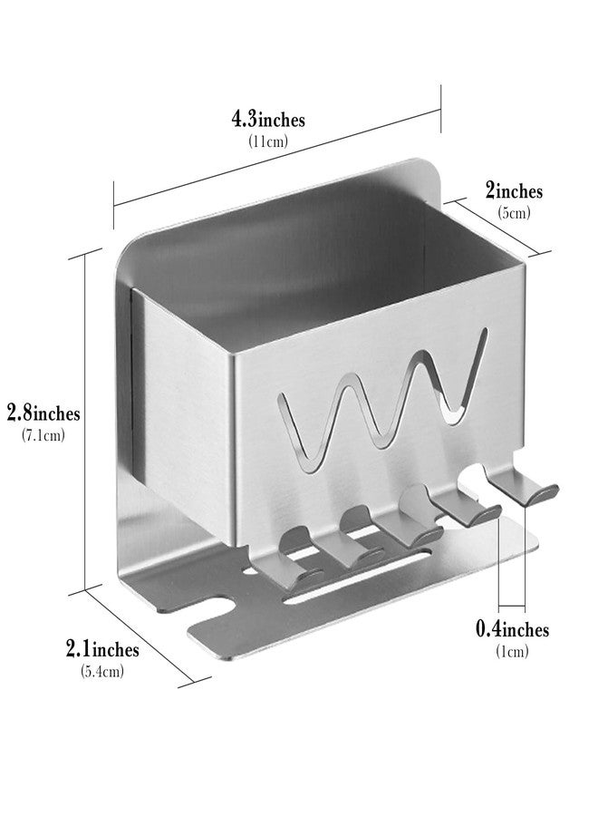 Linkidea Wall Mount Toothbrush Holder for Shower, 4 Slot Stainless Steel Adhesive Toothbrush and Toothpaste Hanger, Organizer Compatible with Colgate Extra Clean, Oral-B CrossAction(Silver) - Image 2