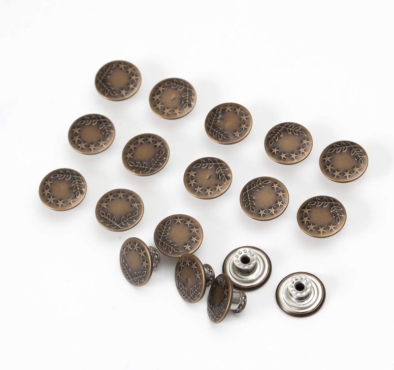 MASONEE 20 Sets 17mm Replacement Jeans Buttons Pants Metal Button Snap Denim Buttons Replacement Kit Suspender No Sew Buttons with Rivets - Image 4