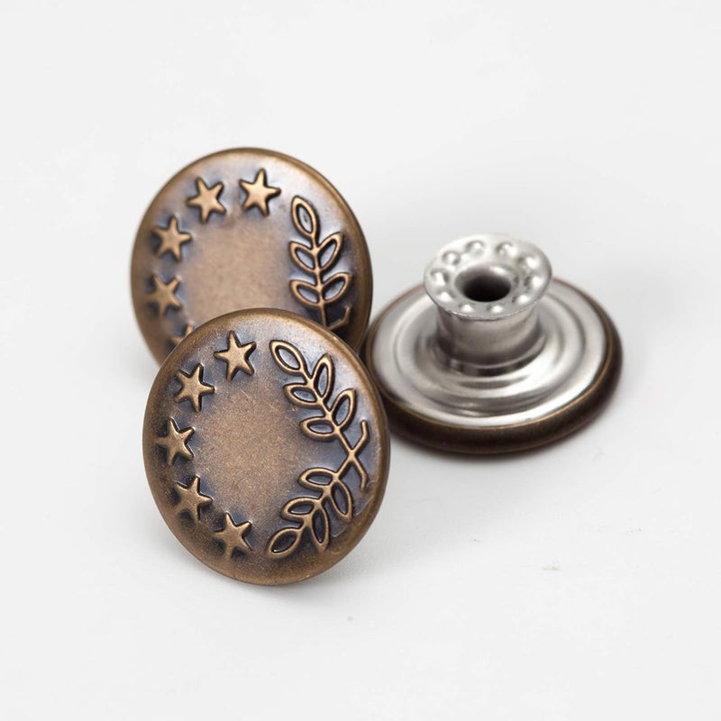 MASONEE 20 Sets 17mm Replacement Jeans Buttons Pants Metal Button Snap Denim Buttons Replacement Kit Suspender No Sew Buttons with Rivets - Image 5