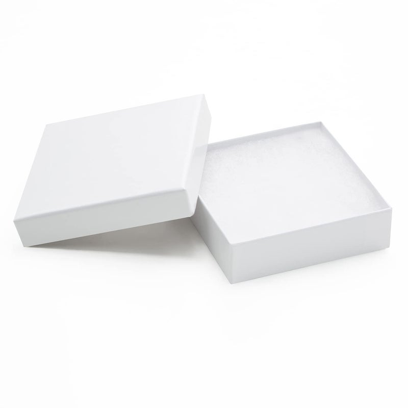 Magicool Hanger Magicool 20 Pack 3.5x3.5x1 Inch Cardboard Jewelry box Necklaces,Bracelets,Earrings,Small Gift Packaging,Jewelry Gift Boxes Lids Filled Cotton(White), 3.5x3.5x1 Inch (Pack of 20) - Image 1
