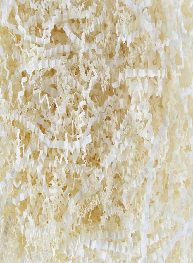 Sansam Crinkle Cut Paper Shred Filler, 1.1 LB Cream Conffetti Hamper Filling Paper for Basket and Gift Box Filling, Gift Wrapping,Packaging, Shipping, Moving, Cushioning - Image 1