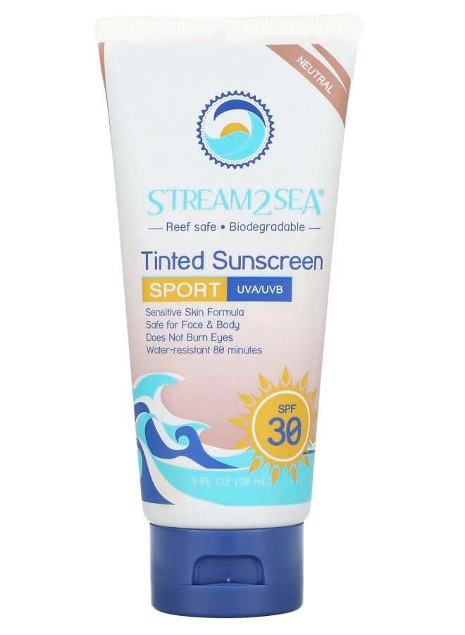Stream2Sea Tinted Sunscreen Sport SPF 30 Fragrance Free 3 fl oz (90 ml)