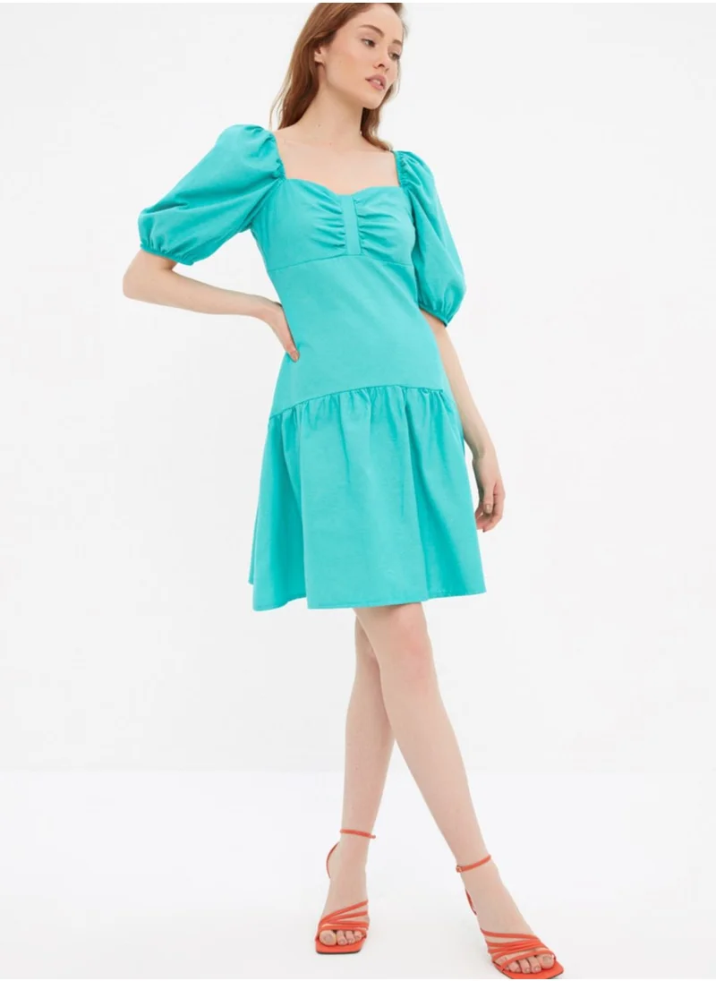 trendyol Balloon Sleeve Ruffle Detail Dress
