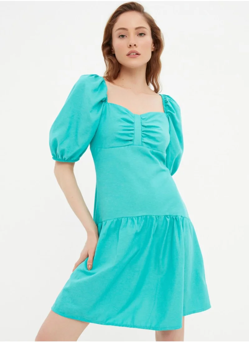 trendyol Balloon Sleeve Ruffle Detail Dress