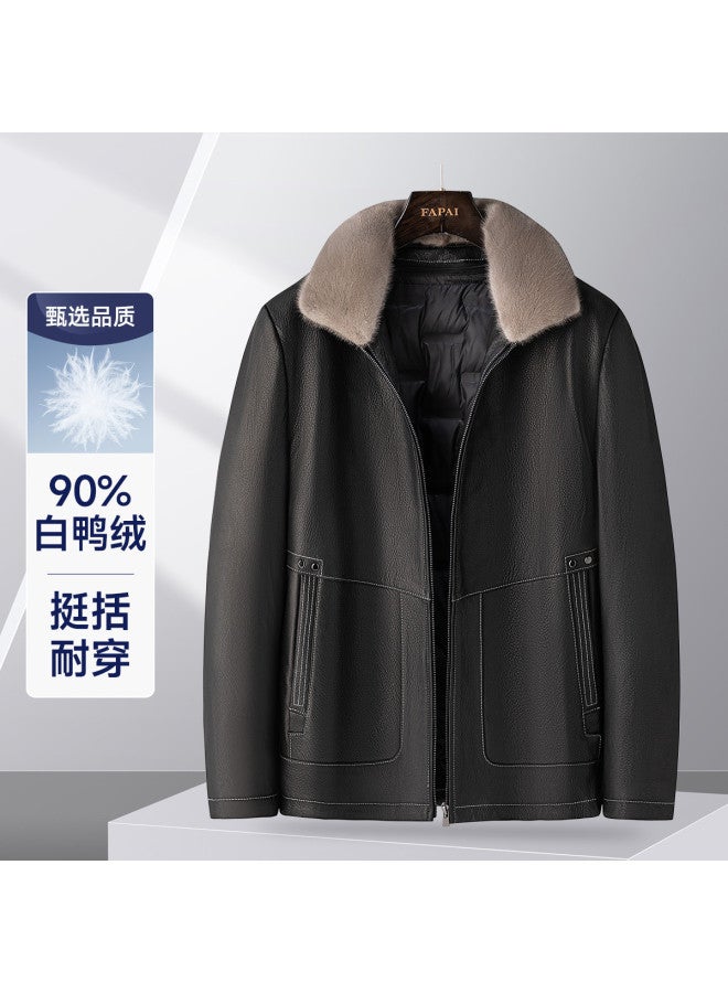 Fapai Urban Casual Versatile Men's Warm Genuine Leather Jacket Men's Coat - Image 2