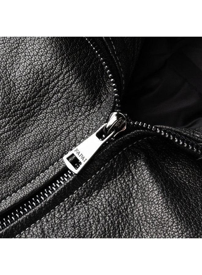 Fapai Urban Casual Versatile Men's Warm Genuine Leather Jacket Men's Coat - Image 5