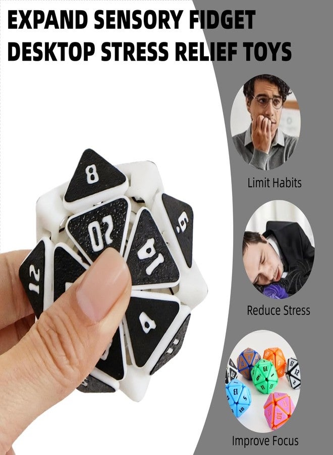 Venshy 3D Printed Squishy D20 Fidget - Stress Relief Cube for Anxiety & Focus, Satisfying Clicking Sensory Toy for Adults, Perfect for Desk Fidgeting, Gift Idea (White/Black Duo, 1pcs) - Image 4