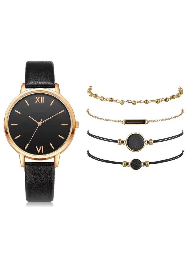 5PCS Stylish Beautiful Ladies Watch Bracelet Charming and Elegant Holiday Gift Women's Watch Set Women's Bangle Watch and Bracelet Set  - Image 1