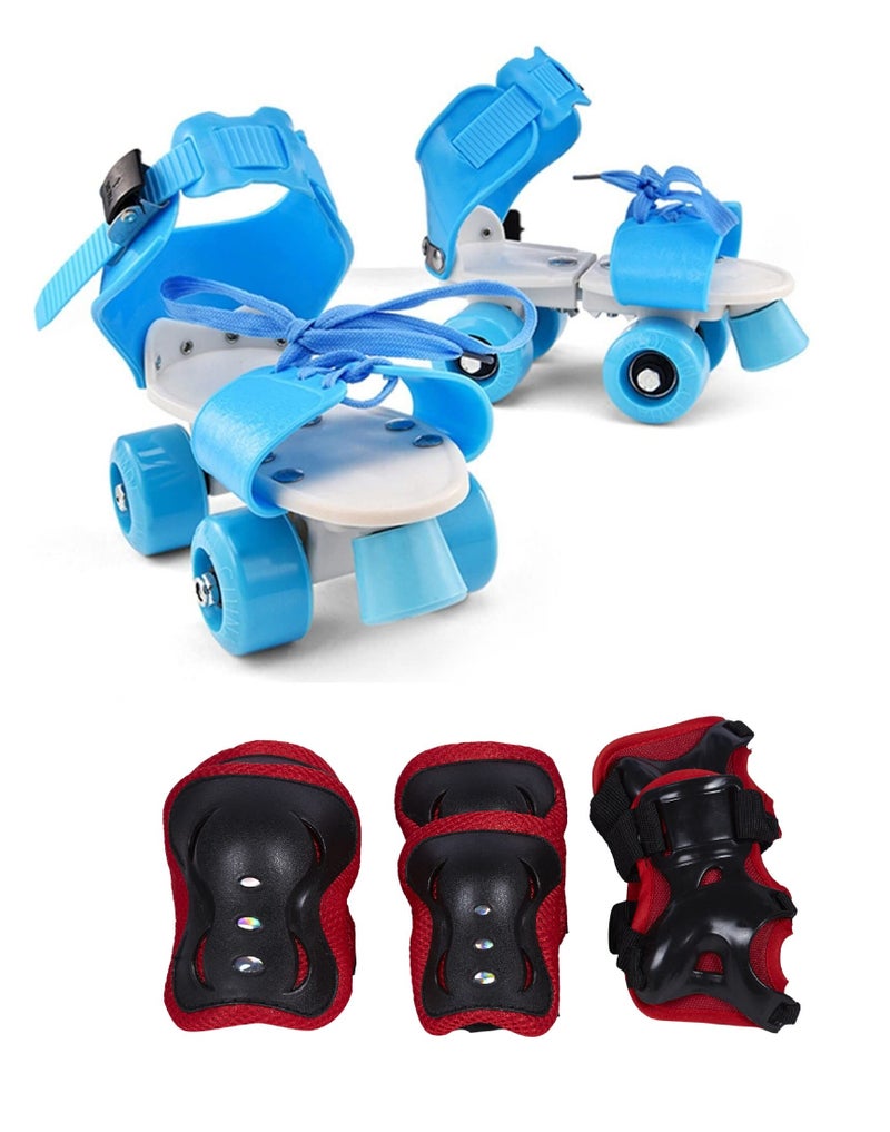AUTHFORT Roller Skates for Girls Age Group 7-12 Years Adjustable Inline Skating Shoes with School Sport-Multi Colour (Blue) - Image 1