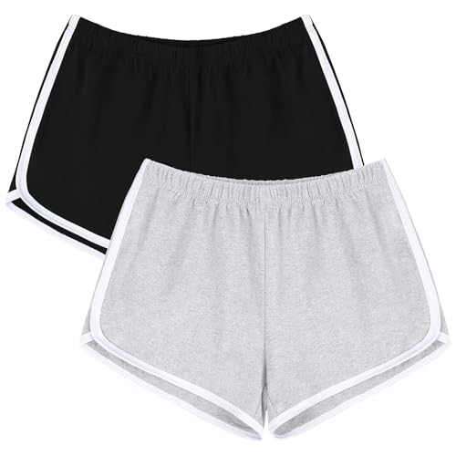 URATOT Women's Cotton Shorts Gym Shorts Yoga Shorts Summer Running Active Shorts Dance, Pack of 2 - Image 1