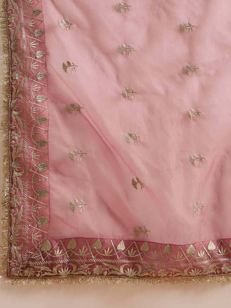 Vaamsi Women's Pink Silk Blend Embroidered Straight Solid Kurta Trousers With Dupatta Set | Festive Straight Kurta Set For Women | Solid Salwar Suit For Women (PKSKD2939, L) - Image 5