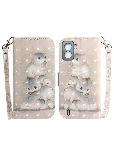 Case Cover For For Tecno Pop 6 No Fingerprints 3D Colored Horizontal Flip Leather Phone Case(Squirrels)