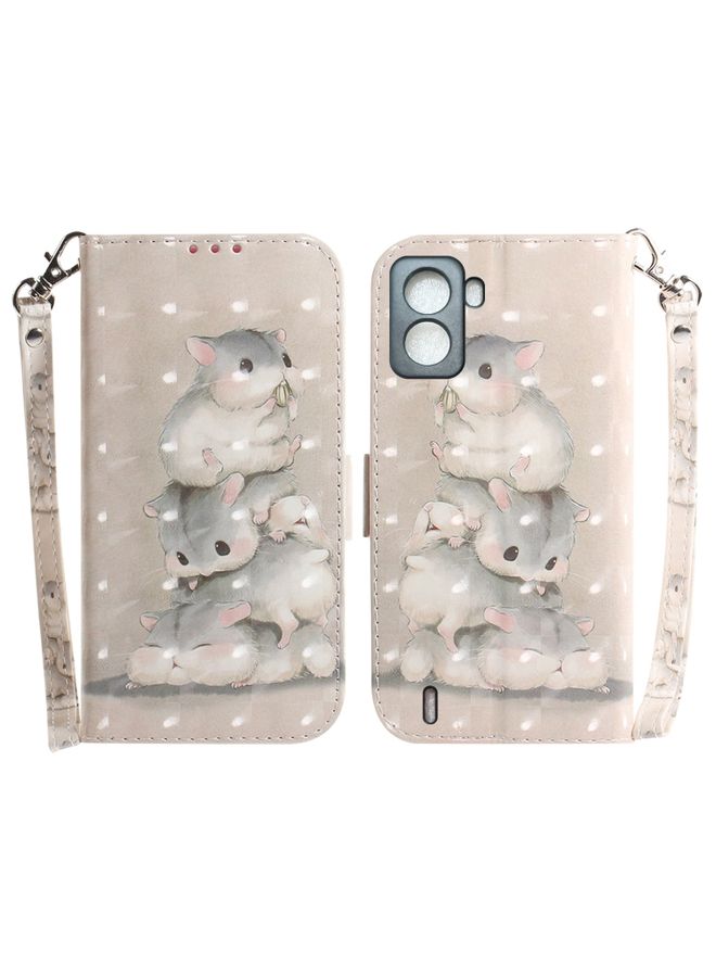 Case Cover For For Tecno Pop 6 No Fingerprints 3D Colored Horizontal Flip Leather Phone Case(Squirrels)