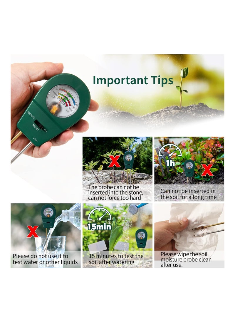SYOSI - 3 in 1 Soil Moisture Meter, Soil Moisture/Soil Ph Meter/Fertility Soil Test Kit, with 9 Labels Moisture Meter for House Plants Garden Lawn Farm - Image 1