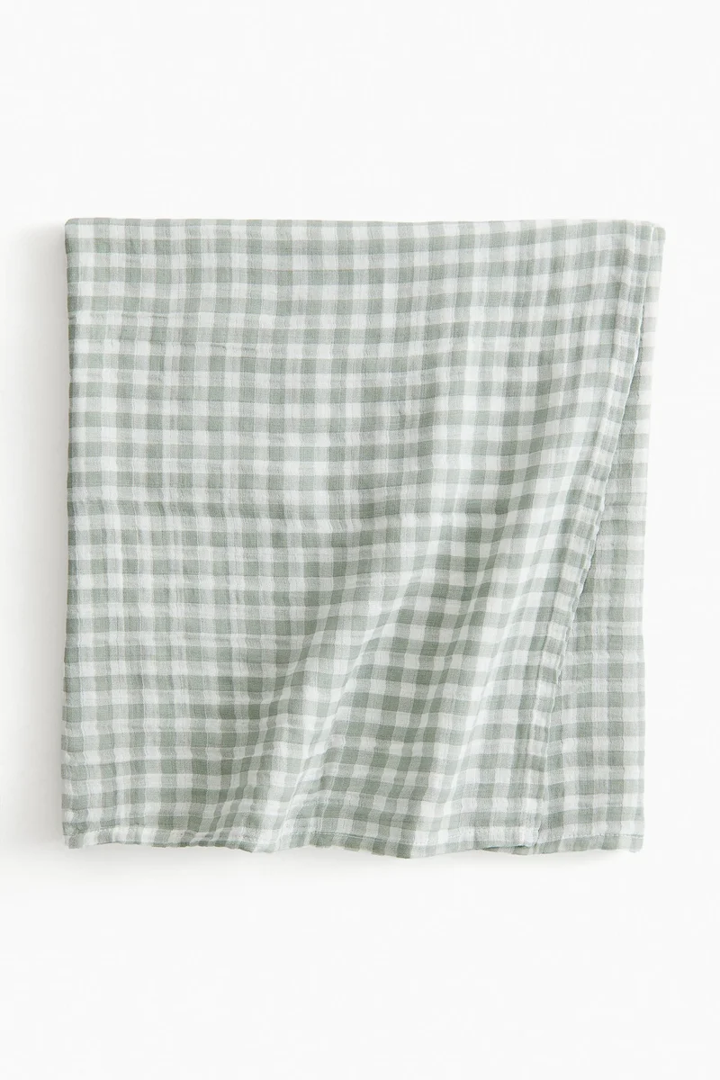 اتش اند ام Checked cotton muslin comfort blanket