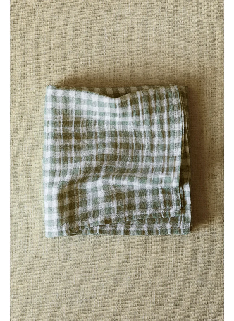 اتش اند ام Checked cotton muslin comfort blanket