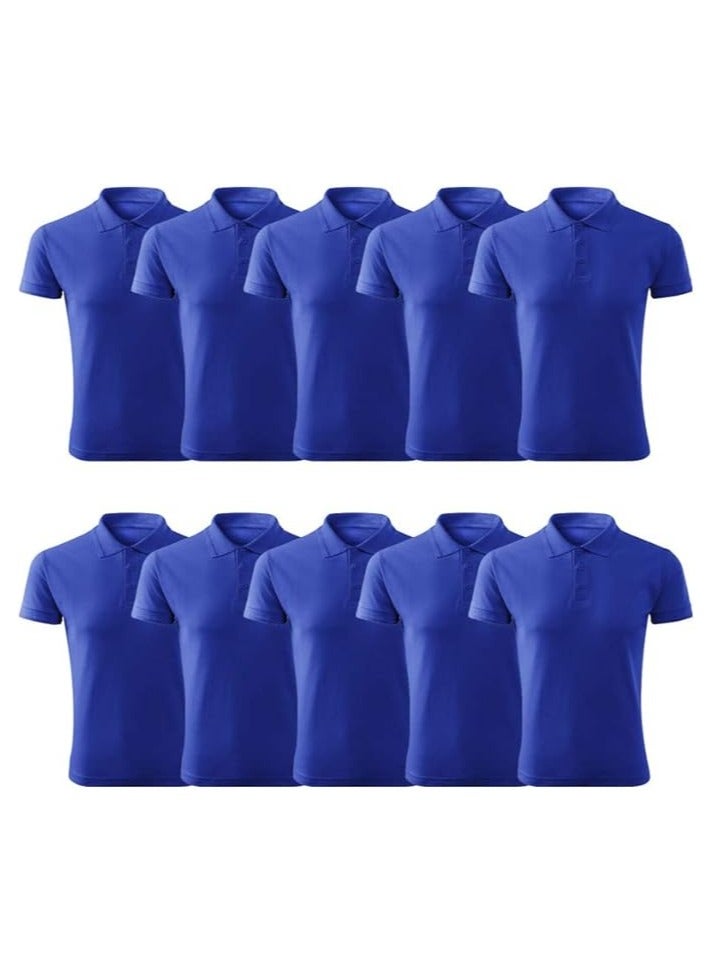 PRINTSHOP4ME Pack of 10 Pcs Men's Regular-Fit Golf Polo T-shirt Pure Cotton Short Sleeve 220 GSM Basic Colors  - Image 1