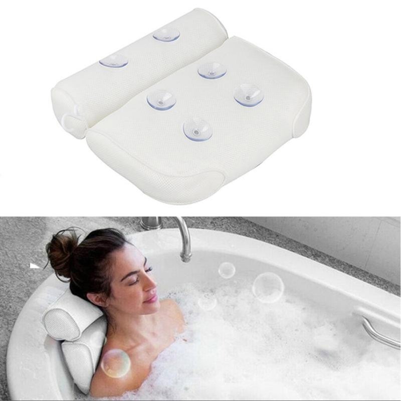 Bath Pillow Bathtub Spa Pillow 3D Mesh Cloth Bath Pillow Back Cushion Bathroom Pillow with Suction Cups - Image 3