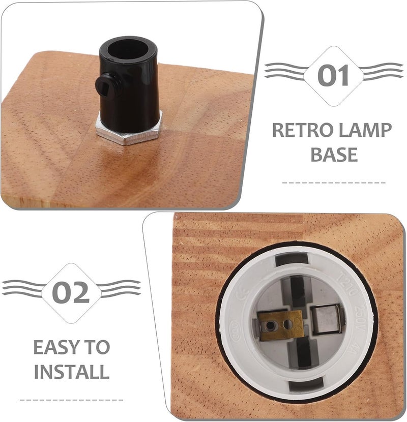 DOITOOL Hanging Lamp Thread Holder Chandelier Lamp Socket Wooden Decorative Vintage Wooden Light Fixture E27 Thread Holder for Home Lighting Parts - Image 3