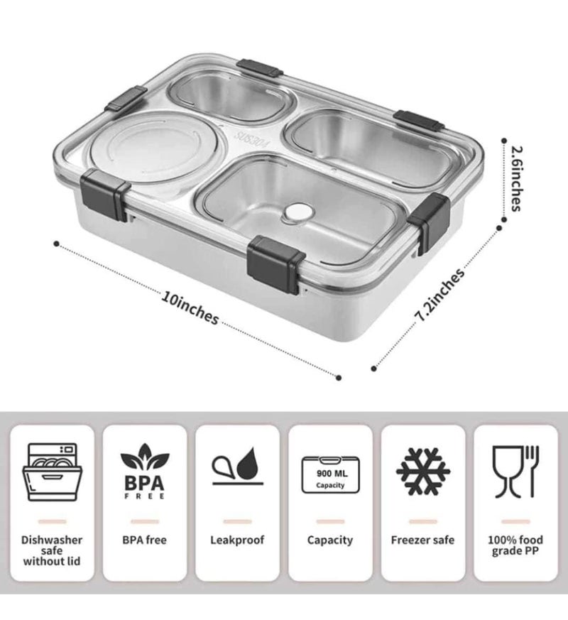 KAVRUL Stainless Steel Lunch Box Food Storage Container for Adults Kids Sealed Multicolor Lunch Box with Lids 4 Compartment - Image 5