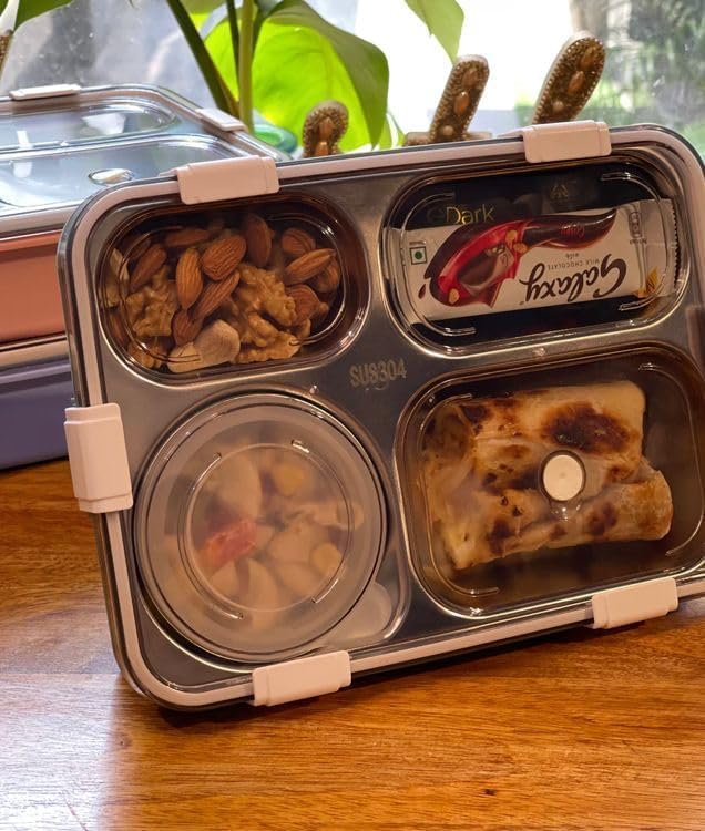 KAVRUL Stainless Steel Lunch Box Food Storage Container for Adults Kids Sealed Multicolor Lunch Box with Lids 4 Compartment - Image 2