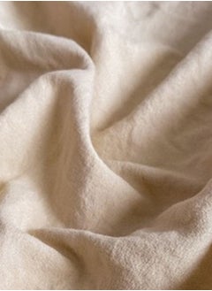 LUNA Home 3-Piece Set: single-size fitted bedsheet and two pillowcases, washable cotton in a beige color.  - Image 4