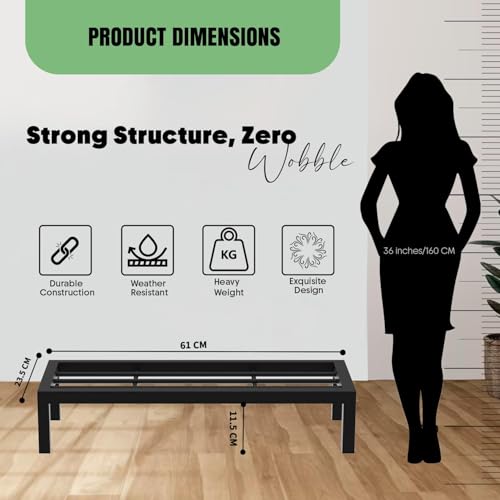 Pivalo Rectangle Plant Stand Anti-Rust Metal Flower Pot Holder Outdoor and Indoor Planters Gamla Stands for Balcony & Living Room Home Decor (Pack of 4, Black) - Image 2