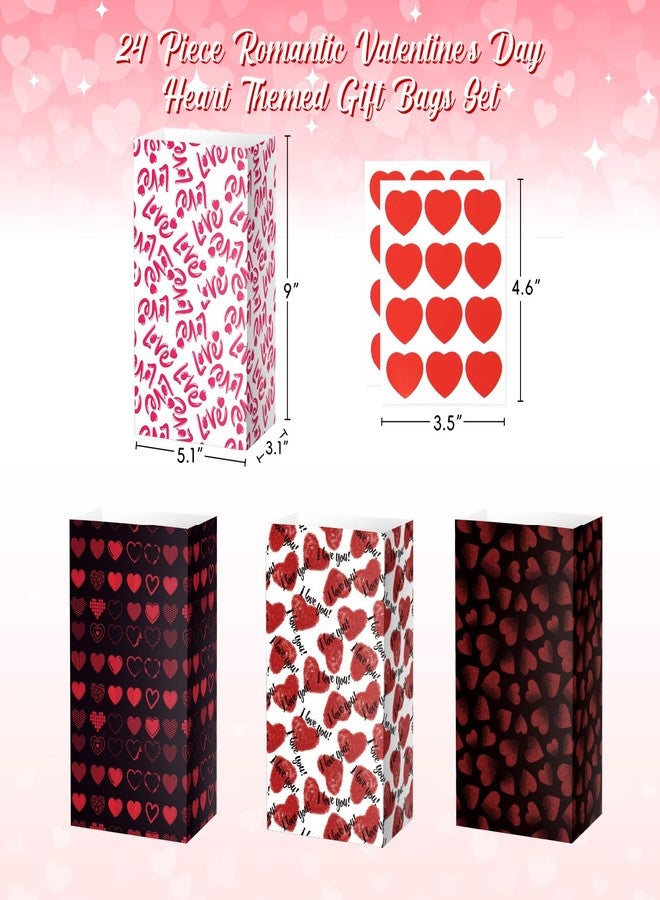 Linelglobal Valentine Bag for Treat, 24 Pack Valentine Goodie Bag for Party Favor, Anniversary Bag 9" Heart - Image 2