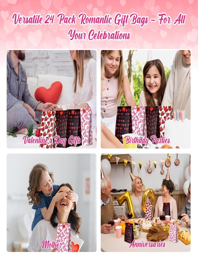 Linelglobal Valentine Bag for Treat, 24 Pack Valentine Goodie Bag for Party Favor, Anniversary Bag 9" Heart - Image 5