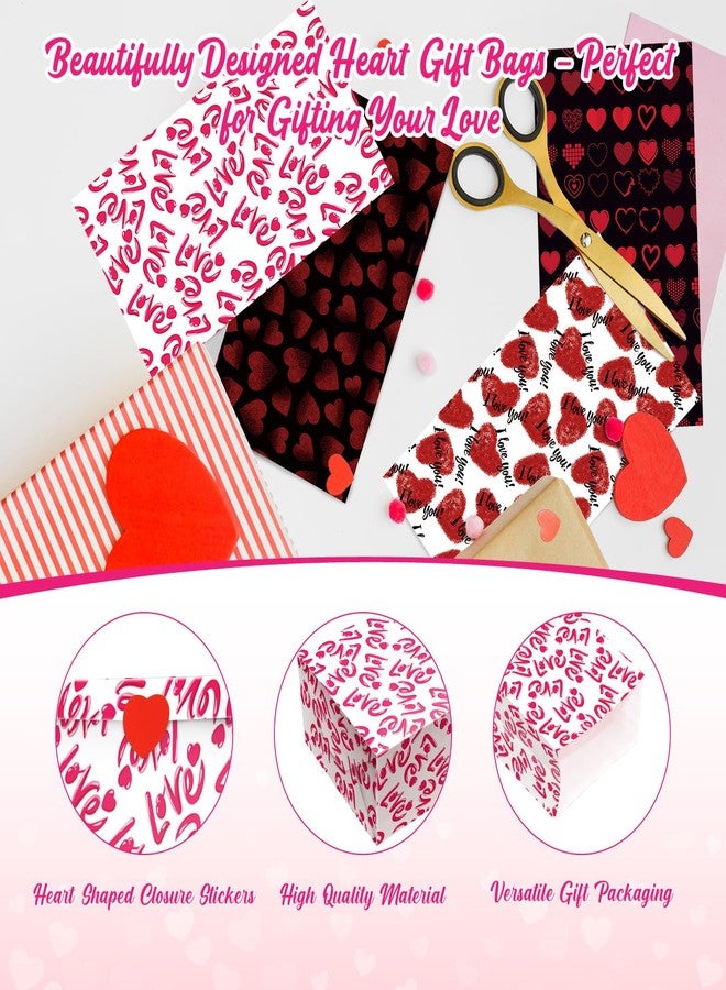Linelglobal Valentine Bag for Treat, 24 Pack Valentine Goodie Bag for Party Favor, Anniversary Bag 9" Heart - Image 3