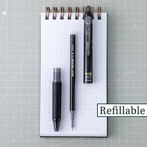 Pilot FriXion Synergy Clicker Erasable, Refillable, Retractable Gel Ink Pens, Extra Fine Point 0.5 mm, Pack of 8, Black, FriXion Erasable Pens 0.5 - Ideal for School & Office Writing - Image 5