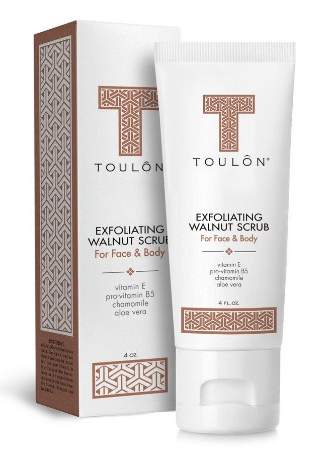 TOULON مقشر وجه مقشر للوجه والجسم؛ مقشر وجه بالجوز مقشر رائع للنساء أو الرجال - Image 1