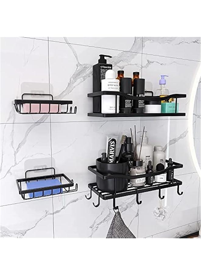 هوكور علبة دش من بيكبيس، عبوة من قطعتين، منظم دش لاصق بدون ثقب، ارفف دش من الستانلس ستيل 304 مقاومة للصدا لتنظيم الدش والحمام، اسود غير لامع - Image 5