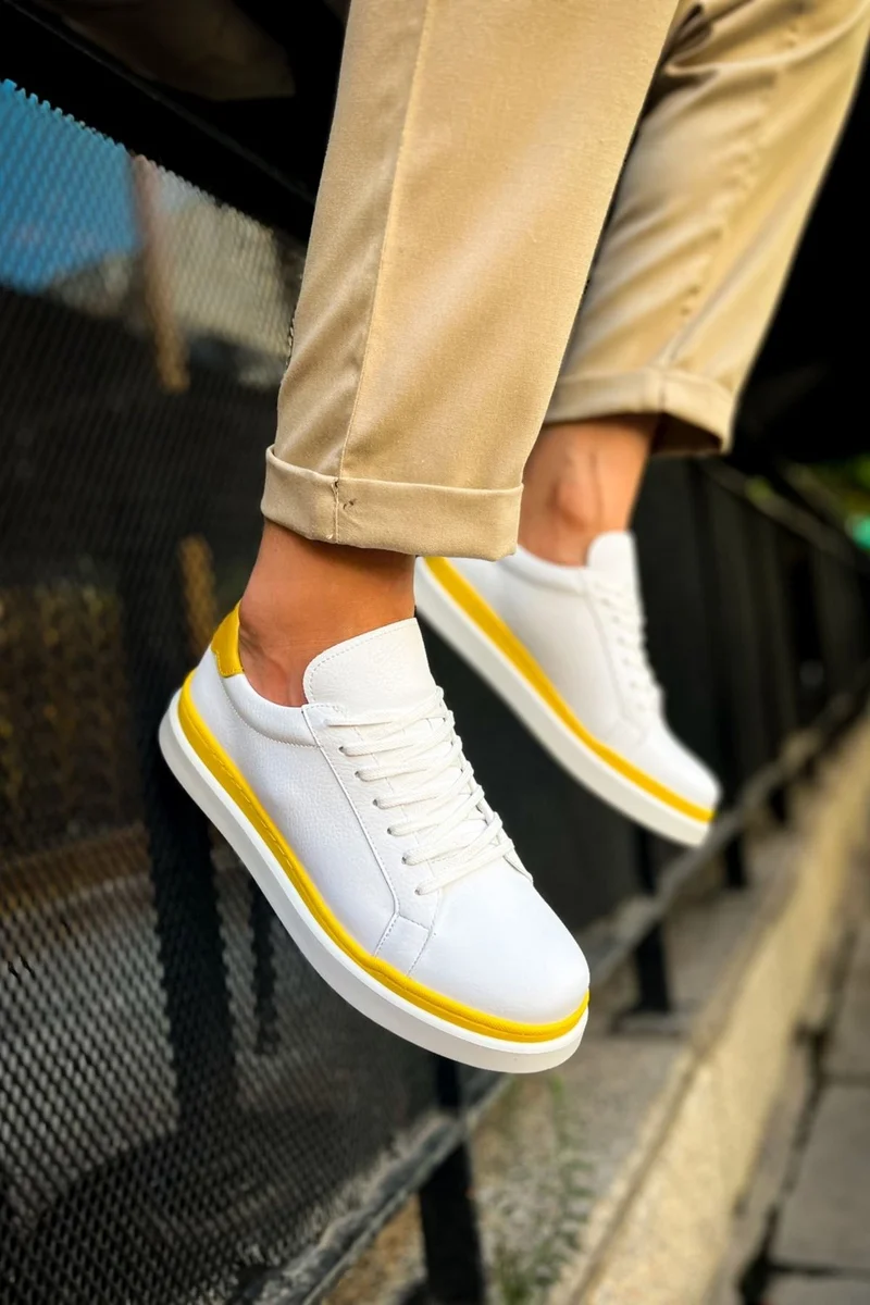 Chekich CH979 Santoni Gbt Sports Men's Shoes White/Yellow