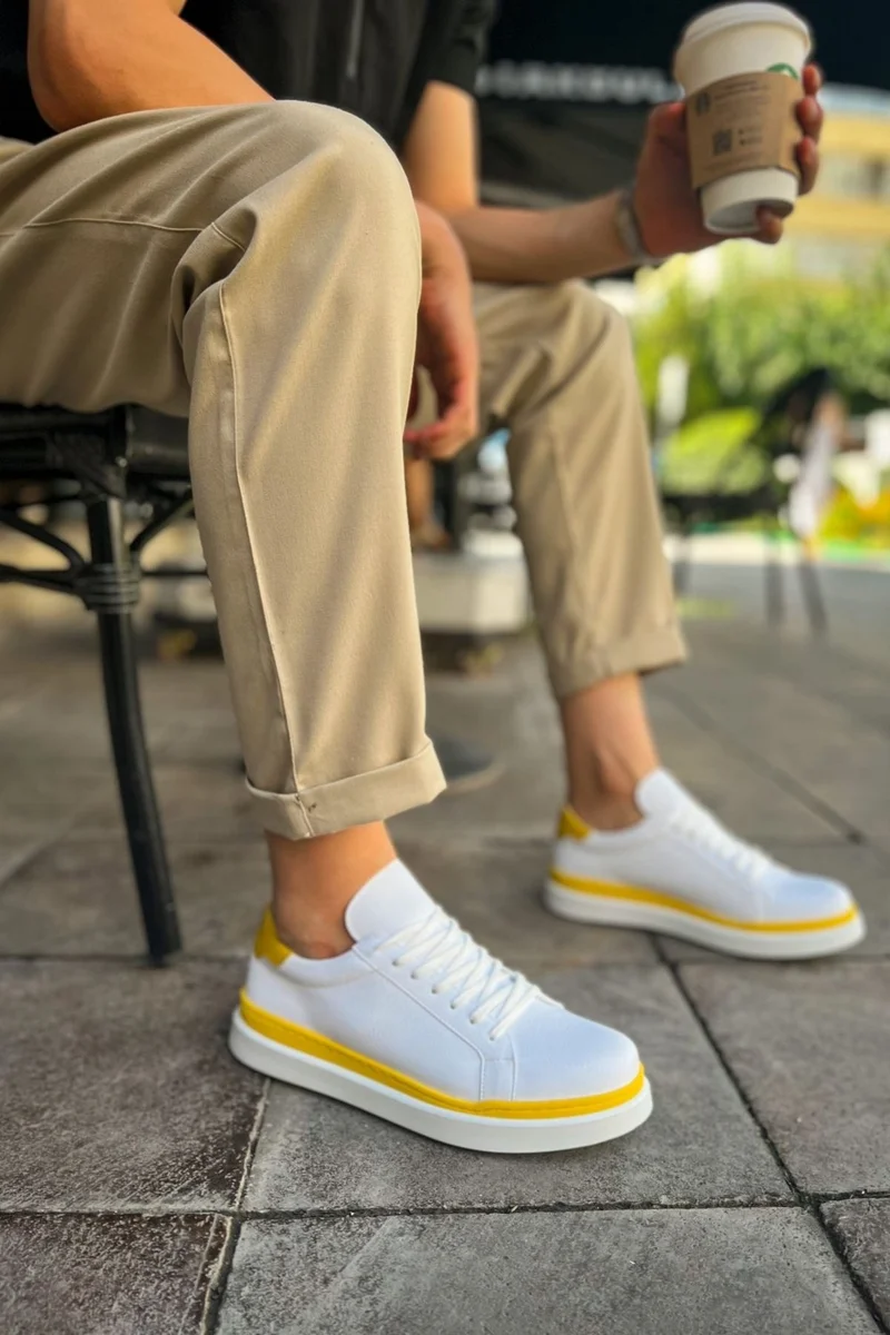 Chekich CH979 Santoni Gbt Sports Men's Shoes White/Yellow