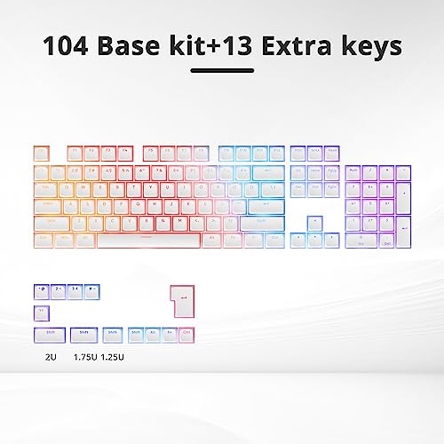 surmen 117-Key Pudding Keycaps，PBT Double Shot Keycaps XDA Profile Anti-Grease for MX Switches Mechanical Keyboard(White) - Image 4
