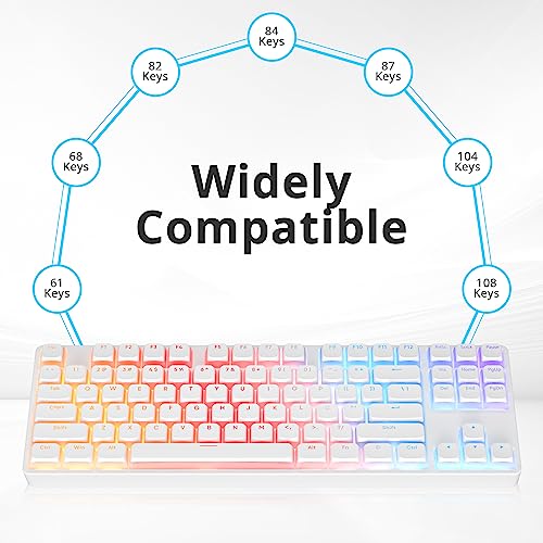 surmen 117-Key Pudding Keycaps，PBT Double Shot Keycaps XDA Profile Anti-Grease for MX Switches Mechanical Keyboard(White) - Image 2