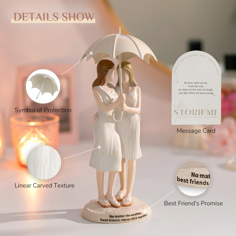 Storieme Best Friend Birthday Gifts for Women - Friendship Christmas & Birthday Gift for Bestie BFF - Resin Sister Figurines - Image 3
