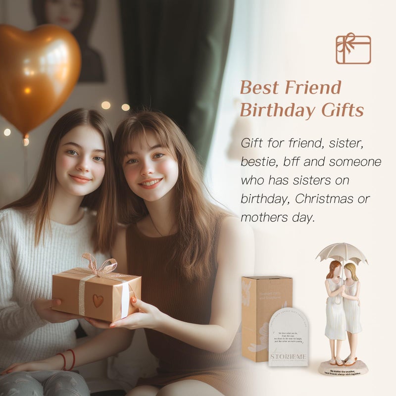 Storieme Best Friend Birthday Gifts for Women - Friendship Christmas & Birthday Gift for Bestie BFF - Resin Sister Figurines - Image 5