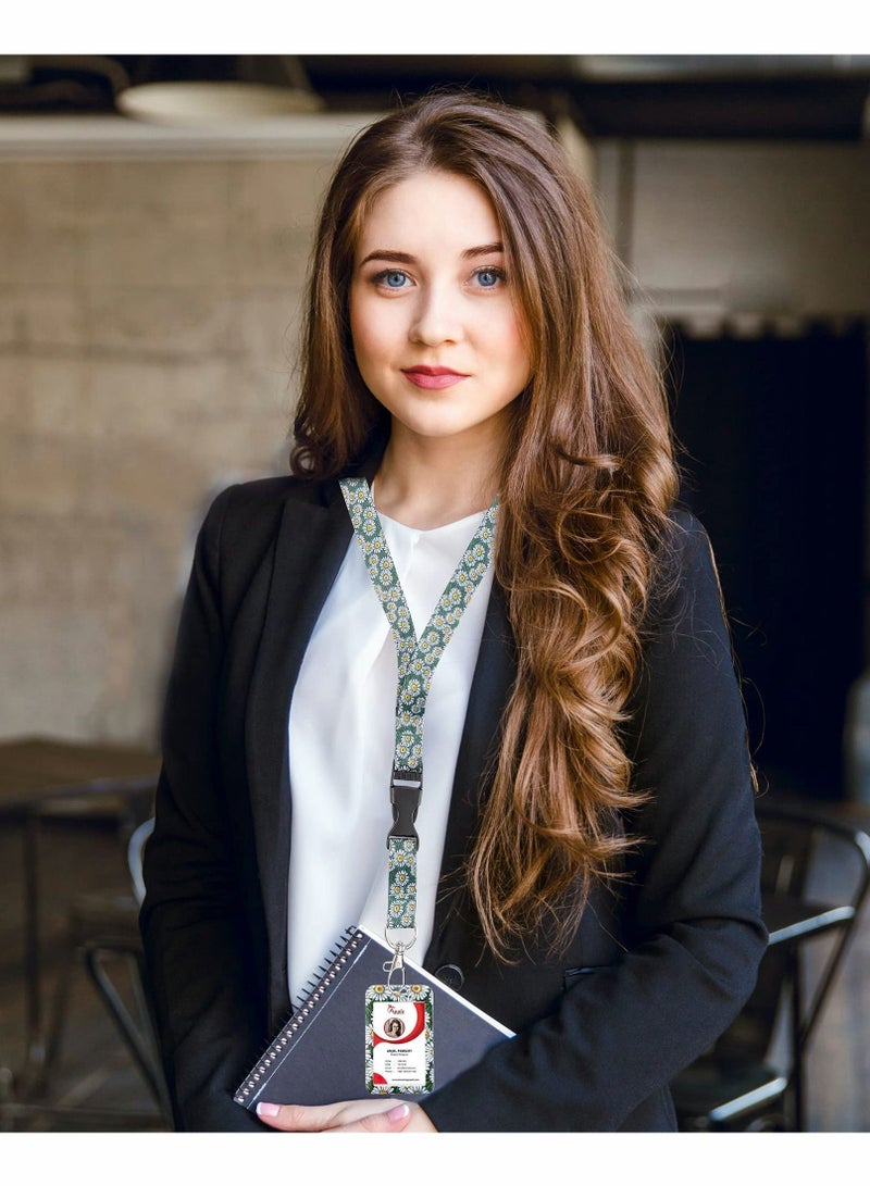 XiuWoo ID Badge Holder with Lanyard - Fashionable Card Holders Retractable Lanyards Soft Fiber, Metal Clip, Sturdy Buckle for Key, Wallet Nurse, Teacher - Image 2