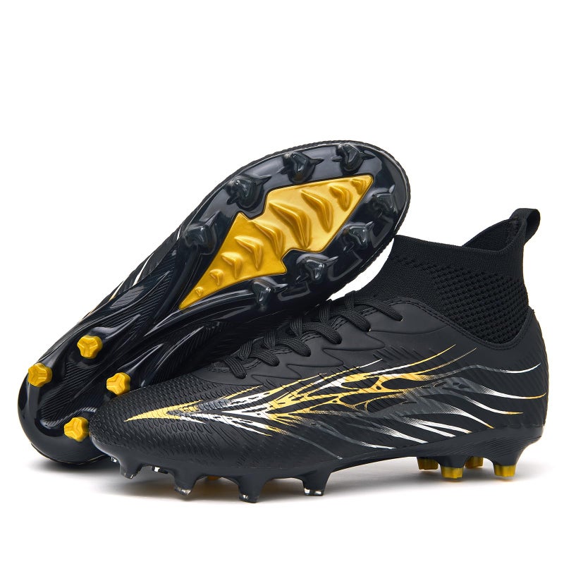Up run Football Cleats for Men Women High Top Soccer Shoes FG Long Spikes Football Shoes Adult Lightweight Outdoor Professional Athletic Training - Image 1