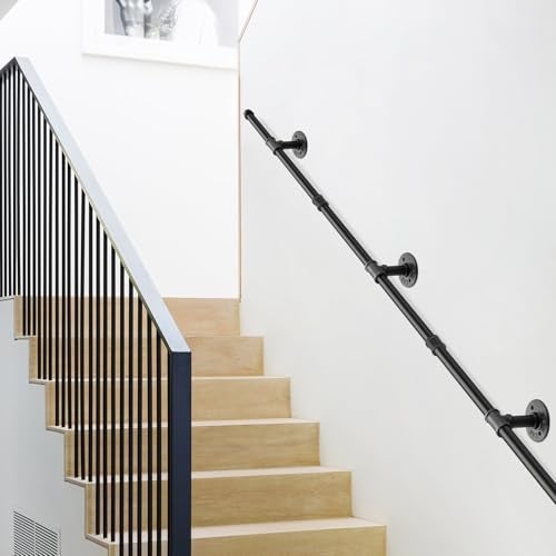 Tanice Stair Handrail, 3M Black Banister Handrail, Industrial Pipe Clothes Rail, Outdoor Indoor Industrial Pipe Stair Banister for Elder and Child - Image 5
